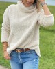 Solid Color Split-Joint Long Sleeves Loose High Neck Sweatshirt Tops