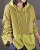 Drawstring Split-front Split-Joint Hooded Long Sleeves Hoodies Tops