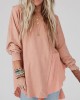 Fringed Split-Joint Split-Side High-Low Long Sleeves Round-Neck Sweatshirt Tops