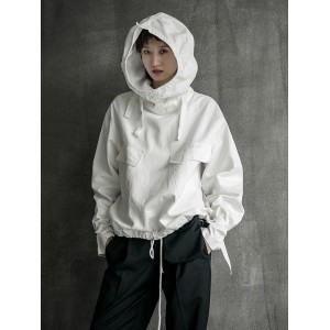 Loose Solid Drawstring Space Style Hoodie Sweatshirt