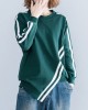 Striped Cropped Long Sleeves Round-neck Hoodies&Sweatshirt