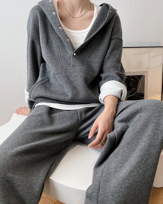 Loose Hoodies And Wide-Leg Pants Suits