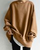 Casual Loose Solid Color Round-Neck Sweatshirt Top