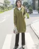 4Colors Drawstring Hooded Split-Joint Pocket Solid Color Zipper Outerwear