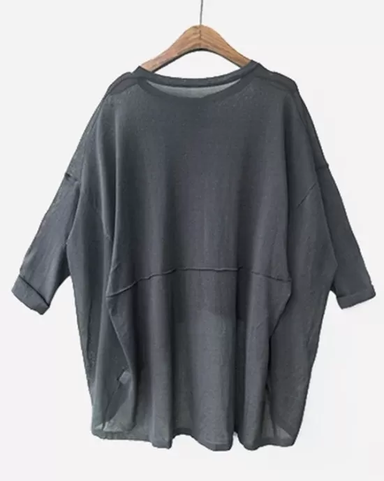 Vintage Solid Loose Cropped Batwing Sleeve Knitting Outwear