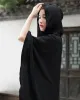 Simple Solid Loose Batwing Sleeve Hood Cape