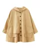 Loose Solid Color Buttoned Hooded Long Sleeves Trench Coat