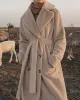 Original Creation Long Sleeves Loose Keep Warm Solid Color Notched Collar Coats