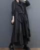 Loose Long Sleeves Drawstring Split-Joint Lapel Trench Coats