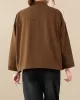 Vintage Long Sleeves Loose Buttoned Solid Color High-Neck Outerwear