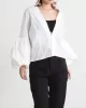 Casual Puff Sleeves Long Sleeves Solid Color Deep V-Neck Outerwear