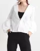 Casual Puff Sleeves Long Sleeves Solid Color Deep V-Neck Outerwear