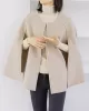 Casual Loose Solid Color Round-Neck Cape Outerwear