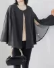 Casual Loose Solid Color Round-Neck Cape Outerwear