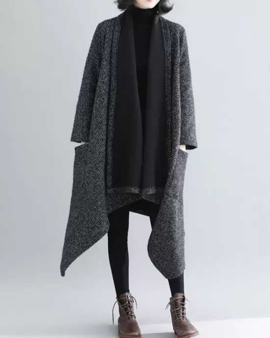 Thicken Gray Long Sleeve Coat Outerwear