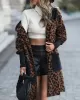 Casual Loose Leopard Patchwork Lapel Collar Coat