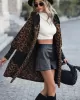 Casual Loose Leopard Patchwork Lapel Collar Coat