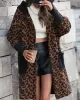 Casual Loose Leopard Patchwork Lapel Collar Coat