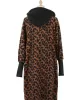 Casual Loose Leopard Patchwork Lapel Collar Coat