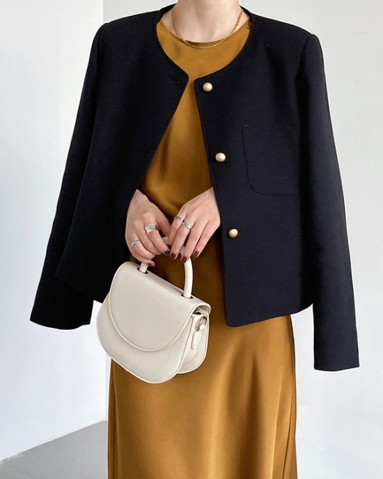 Original Creation Long Sleeves Loose Buttoned Solid Color Round-Neck Outerwear