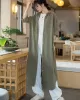 Artistic Retro Loose Simple Casual Solid Color Ramie Trench Coat