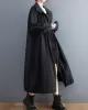 Casual Loose Solid Color Zipper Drawstring Long Sleeves Hooded Trench Coat