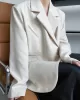 Urban Long Sleeves Loose Solid Color Pin Lapel Collar Suit Outerwear