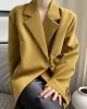 Urban Long Sleeves Loose Solid Color Pin Lapel Collar Suit Outerwear