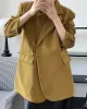 Urban Long Sleeves Loose Solid Color Pin Lapel Collar Suit Outerwear