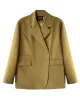 Urban Long Sleeves Loose Solid Color Pin Lapel Collar Suit Outerwear