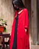 Soft Red Ramie Cotton Linen Cover-up Cardigan