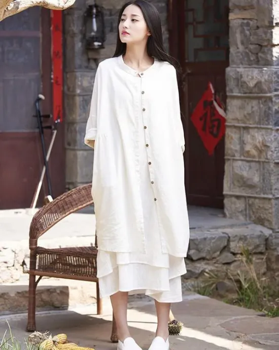 Soft White Ramie Cotton Linen Cover-up Cardigan