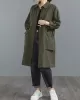 Casual Loose Solid Color Buttoned Lapel Collar Long Sleeves Trench Coat