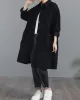 Casual Loose Solid Color Buttoned Lapel Collar Long Sleeves Trench Coat