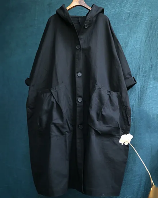 Original Solid Hooded Long Sleeve Outerwear&Coat