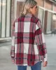 Casual Loose Buckle Plaid Polo Shirt Top