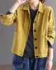 Vintage Loose Long Sleeves Buttoned Solid Color Lapel Collar Outerwear