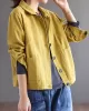 Vintage Loose Long Sleeves Buttoned Solid Color Lapel Collar Outerwear