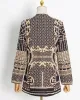 Original Creation Loose Long Sleeves Beads Printed V-Neck Blazer Outerwear