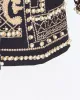 Original Creation Loose Long Sleeves Beads Printed V-Neck Blazer Outerwear