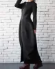 Split-Joint Zipper Round-Neck Maxi Dress Coat Bubble Dress