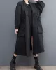 Drawstring Pockets Long Sleeves Loose Lapel Trench Coats