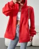 Drawstring Zipper Long Sleeves Loose Hooded Outerwear Jackets