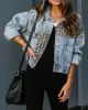 Leopard Split-Joint Long Sleeves Loose Lapel Outerwear Jackets