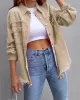 Fringed Pockets Long Sleeves Loose Lapel Outerwear