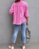 Fringed Pockets Long Sleeves Loose Lapel Outerwear