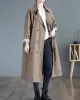 Buttoned Pockets Long Sleeves Loose Notched Collar Trench Coats