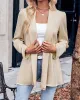 Solid Color Long Sleeves Loose Collarless Outerwear