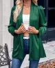 Solid Color Long Sleeves Loose Collarless Outerwear