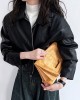 Solid Color Zipper Long Sleeves Loose Lapel Collar Outerwear Jackets&Coats